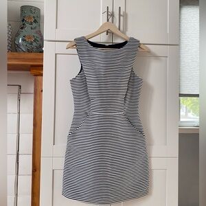 Armani Exchange Navy & White Stripe Dress with Pockets